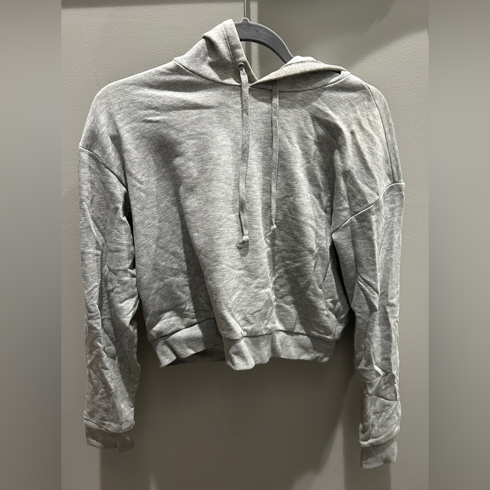 Grey cropped hoodie size small
